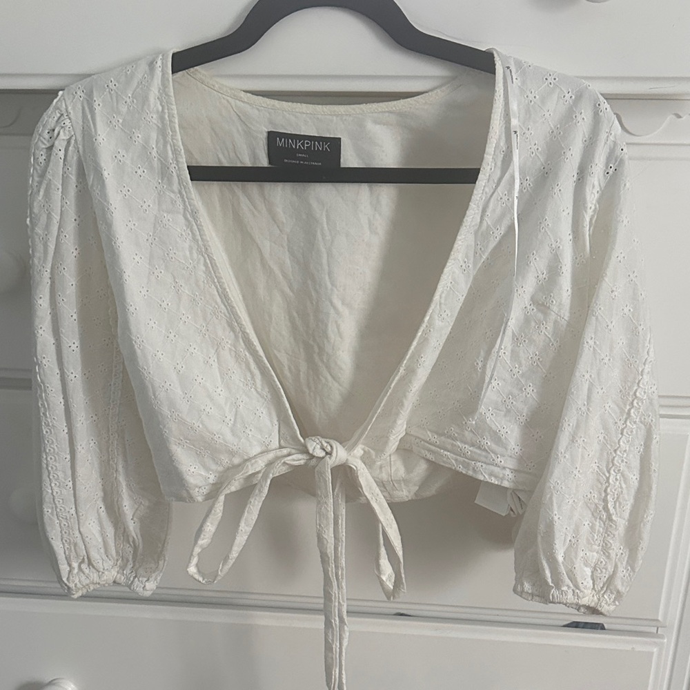 MINKPINK Cream Tie-Front Blouse